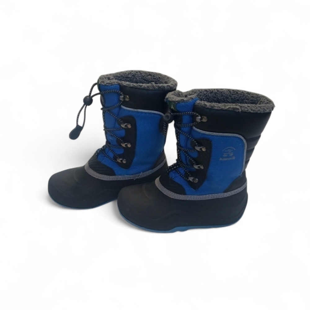 Kamik Kids Blue Black Boy Rubber Soles Faux Fur Winter Boots Size 1 Kids Snow
